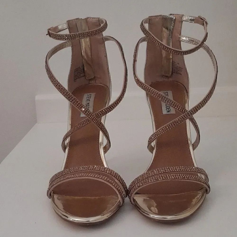 Steve Madden gold strappy sandals heels size 10